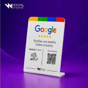 Expositor de Reseñas Google en Metacrilato con QR y NFC